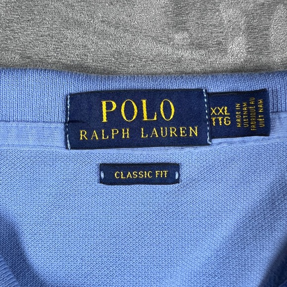 Polo Ralph Lauren Mens XXL Classic Fit Blue Short Sleeve Pique Polo Shirt Yellow - Picture 5 of 14